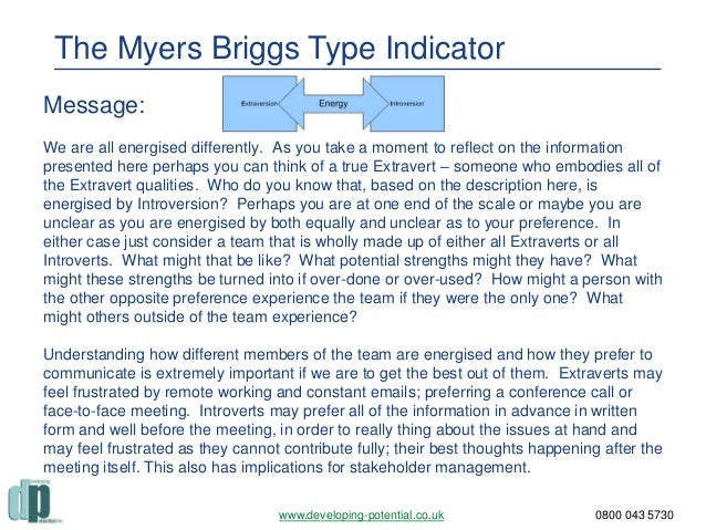 reflection upon the myersbriggs type indicator reflection upon the myersbriggs type indicator