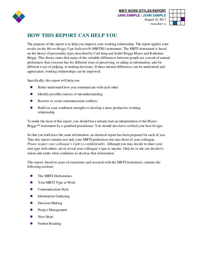 mbti work styles report