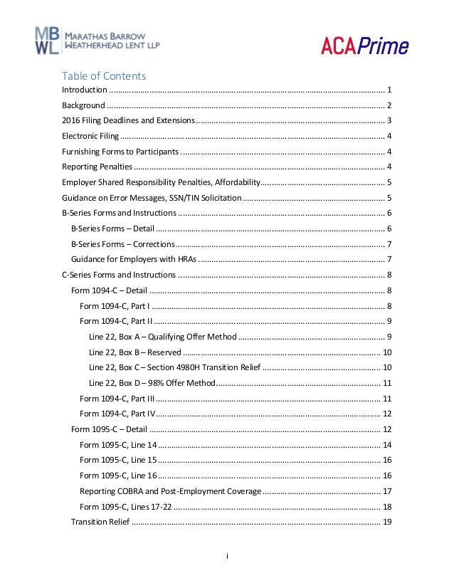Mbwl Aca Prime Employer S Guide To Aca Reporting 1 9 17 Mbwl Aca Prime Employer S Guide To Aca Reporting 1 9 17