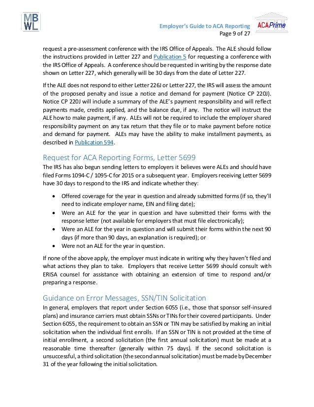 Mbwl Employer S Guide To Aca Reporting 10 08 18 Mbwl Employer S Guide To Aca Reporting 10 08 18