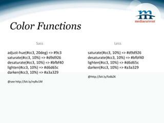 Elegant CSS Design In Drupal: LESS vs Sass | PPT