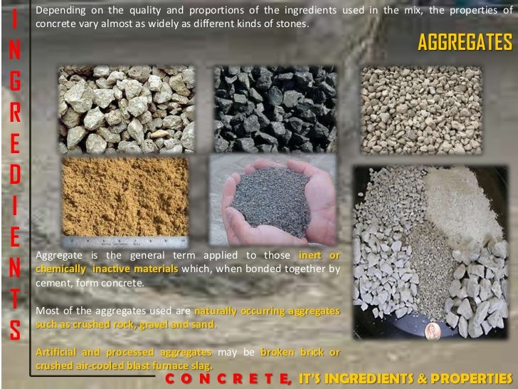 Concrete, Its Ingredients and Properties