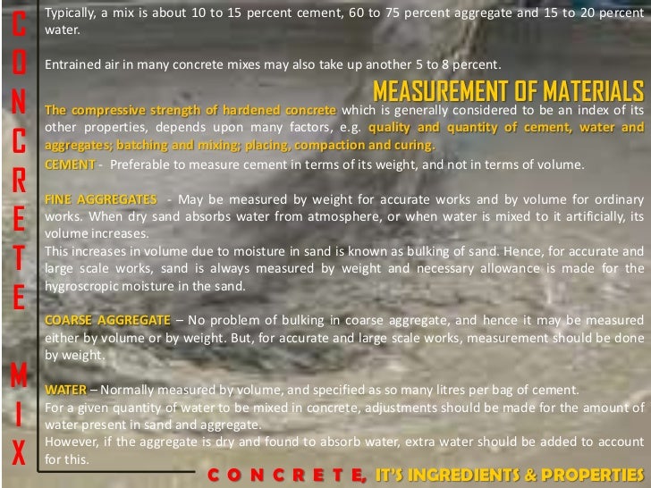 Concrete, Its Ingredients and Properties