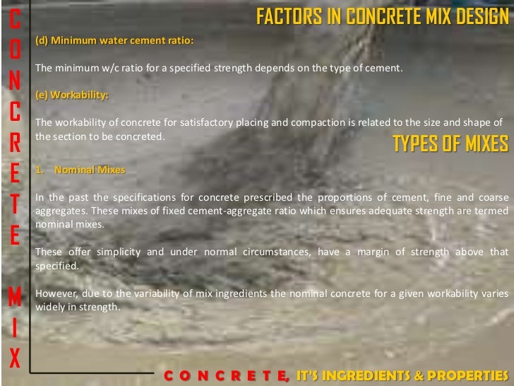 Concrete, Its Ingredients and Properties
