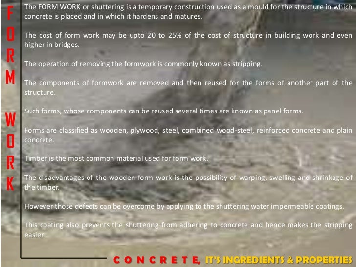 Concrete, Its Ingredients and Properties