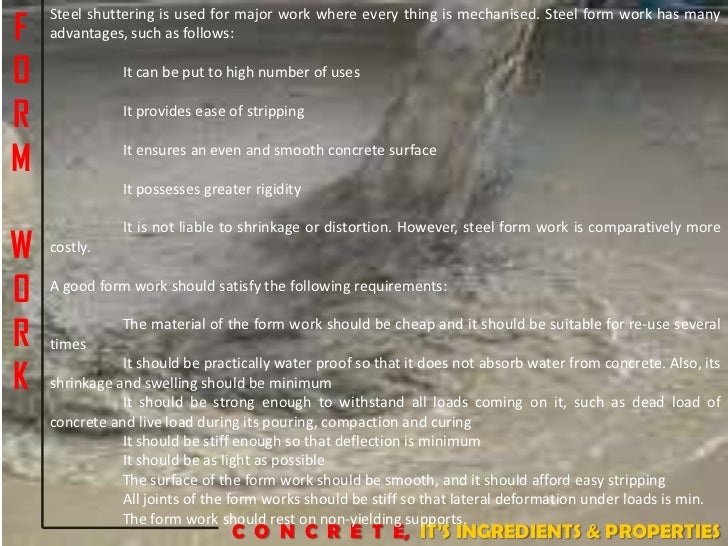 Concrete, Its Ingredients and Properties