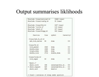 Output summarises liklihoods
 