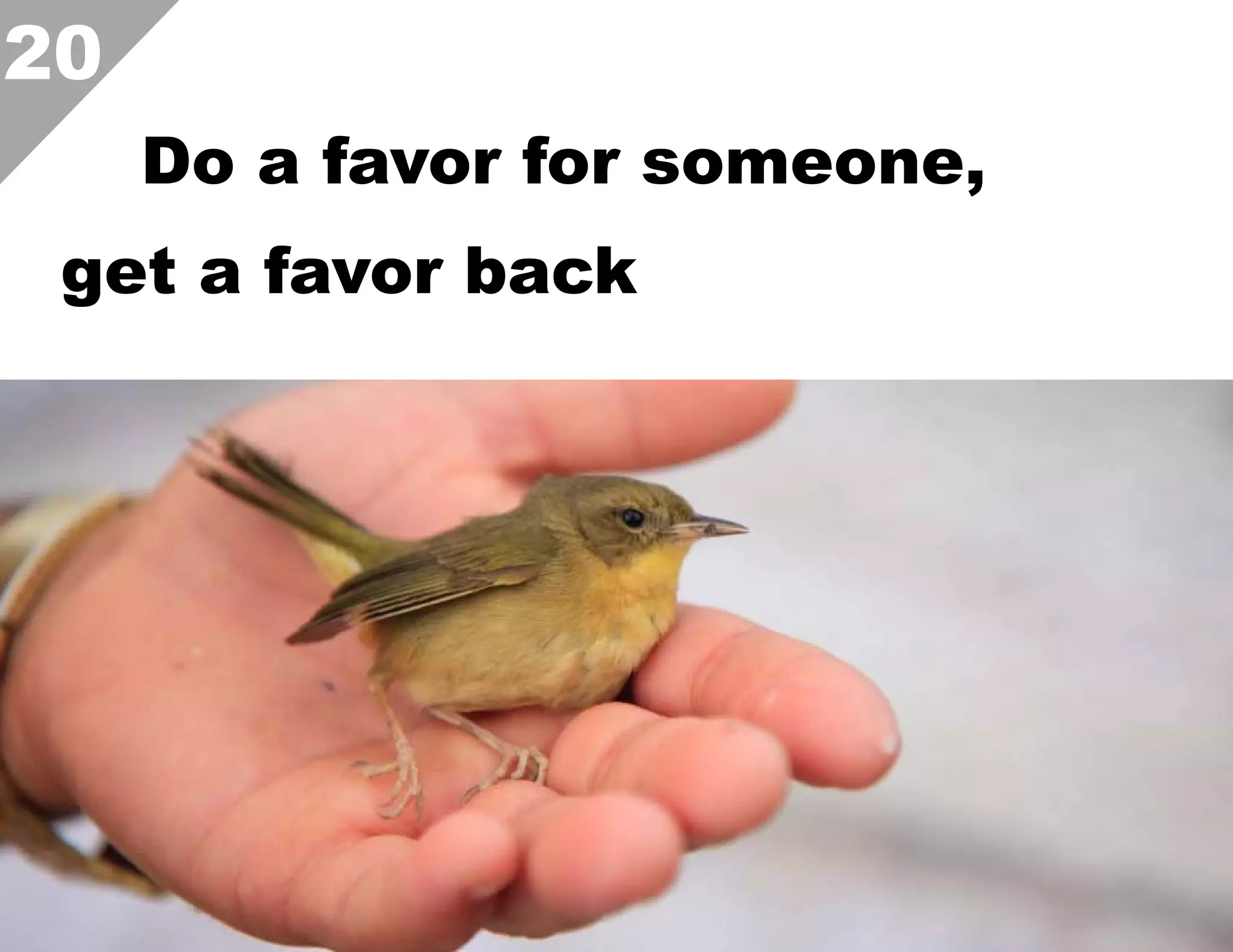 20
Do a favor for someone,
get a favor back  

 