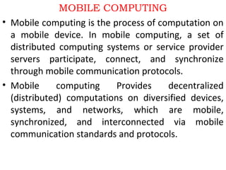 Mobile Computing UNIT-I TO III | PPT