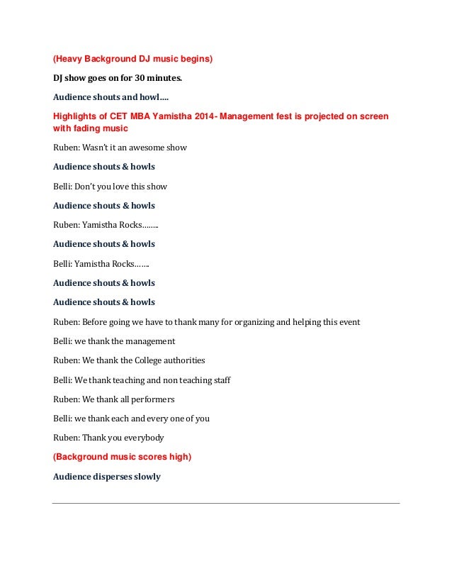 Master of Ceremony Script- Informal Style Master of Ceremony Script- Informal Style