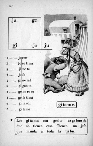 . 58,.
...........- 1 .¡a
2..*......Jo
4 . je
, - ge
6 ._ gi
7 ge
8 . ge
9 gi
10 ...... gi
3 ........ ji
.......
5 ........
..... .
.......
........
.......
*.
ra sol
ta no
[&tanosJ
. .
Los gitanos son gente
que no tienen casa. Tienen, un jefe
ILque manda a toda .la tribu.
r

 