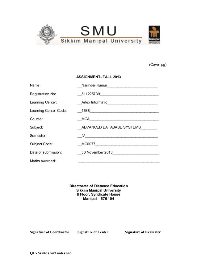 smu mca job 2013 solved smu mca assignment 2013 solved