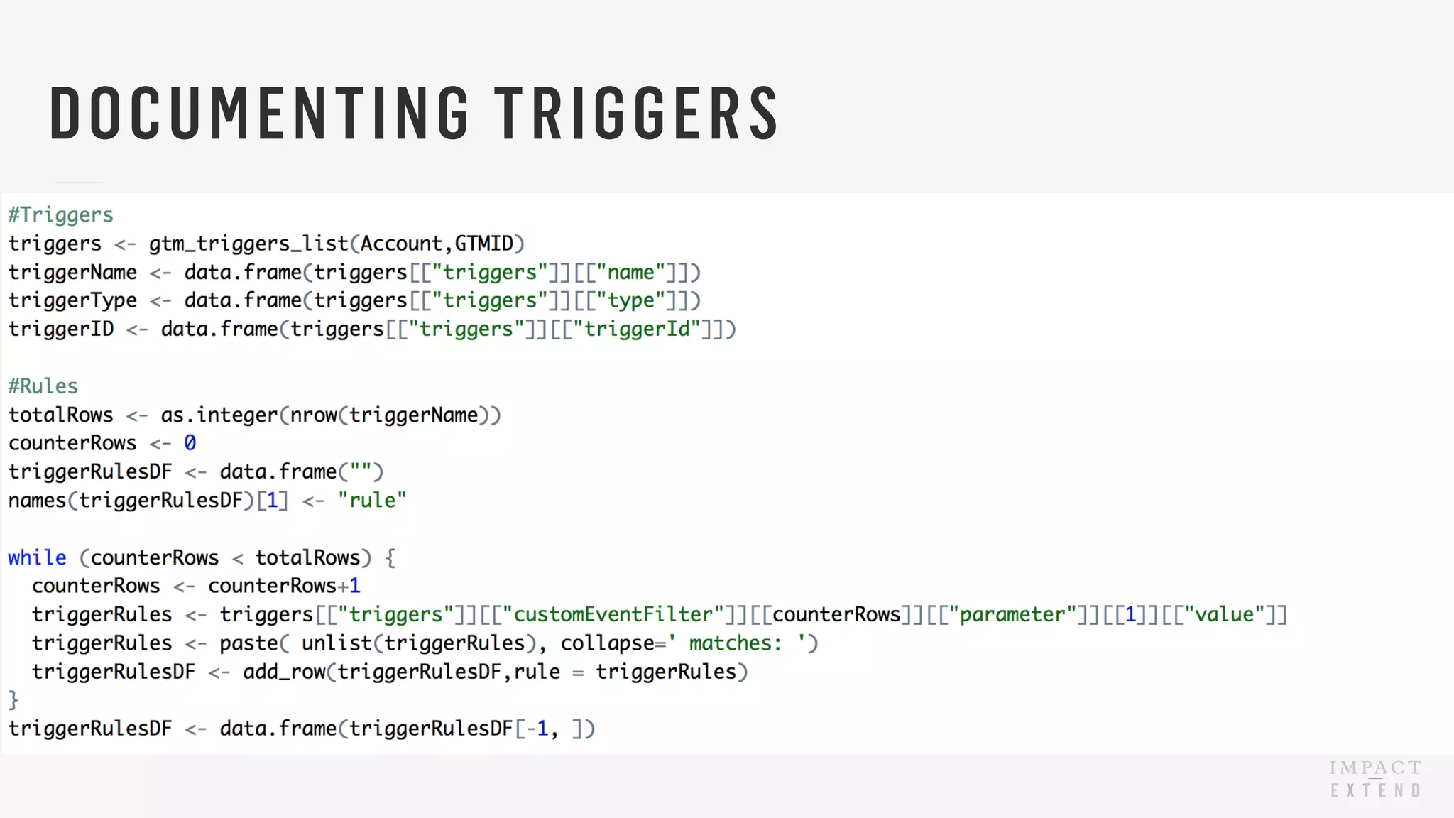 DOCUMENTING TRIGGERS
 