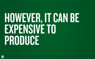 HOWEVER, IT CAN BE
EXPENSIVE TO
PRODUCE
 