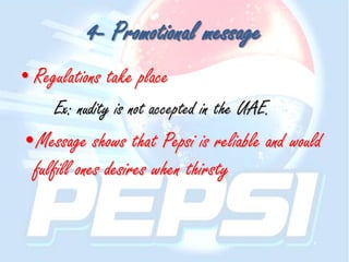 Media strategy1- OrganizationPepsi uses centrally conceived campaigns