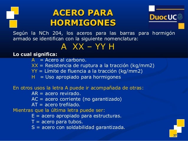 Tipos de acero para hormigon armado
