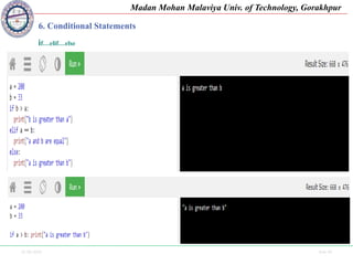 25-09-2020 Side 40
Madan Mohan Malaviya Univ. of Technology, Gorakhpur
6. Conditional Statements
if…elif…else
 