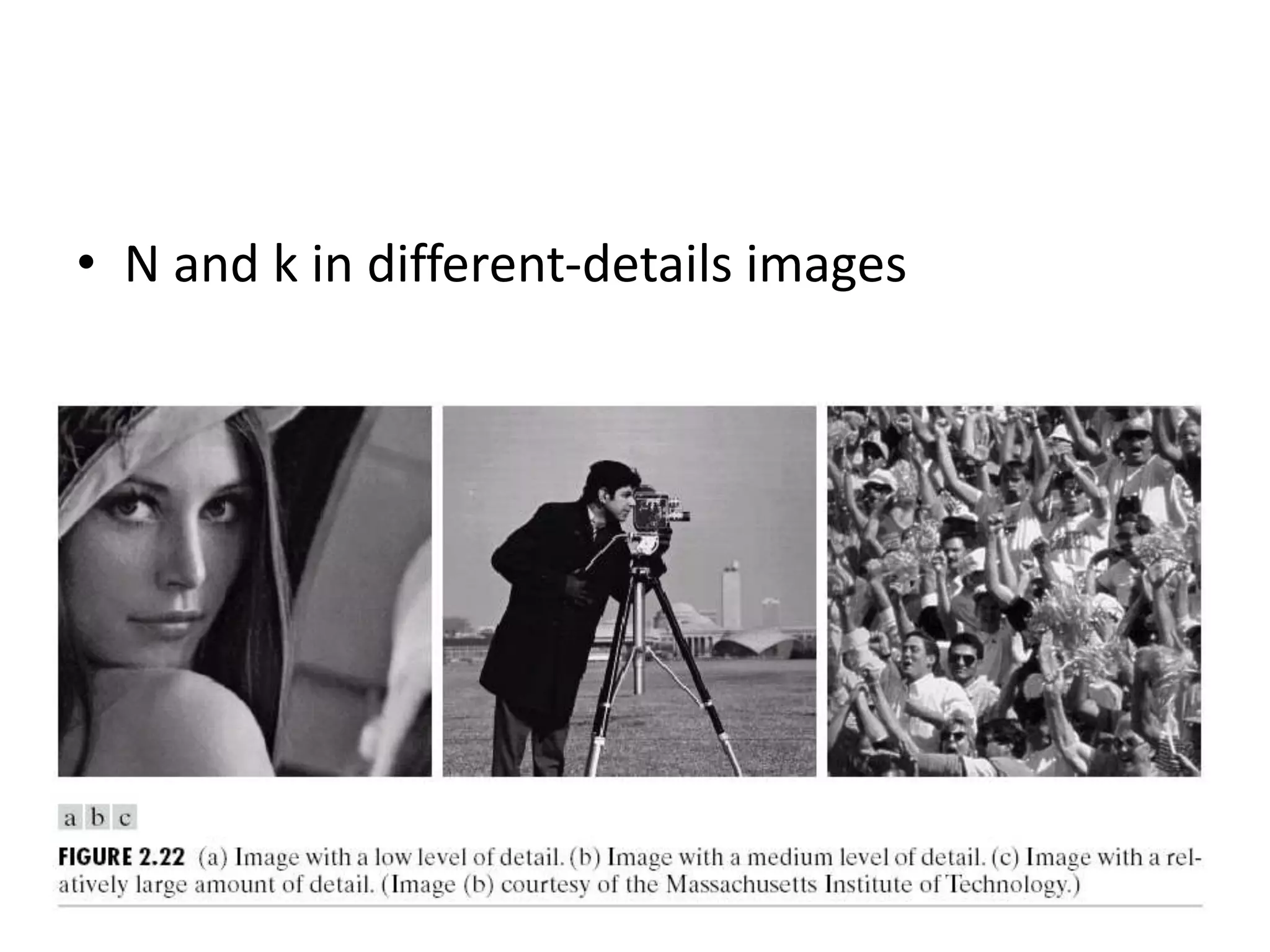 • N and k in different-details images
 