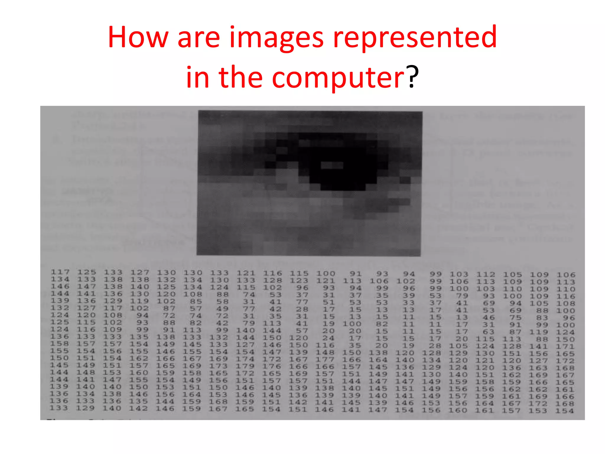 How are images represented
in the computer?
 
