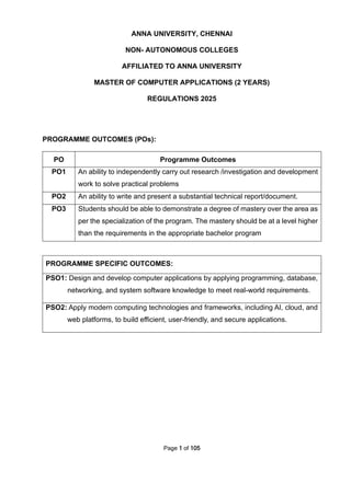 syllabus for mca regulation 2025 anna university | PDF