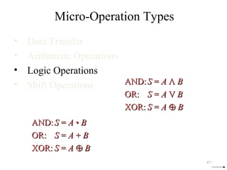 overview of register transfer, micro operations and basic computer ...