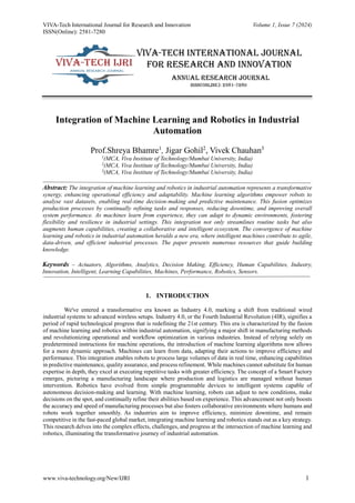 Integration of Machine Learning and Robotics in Industrial Automation | PDF