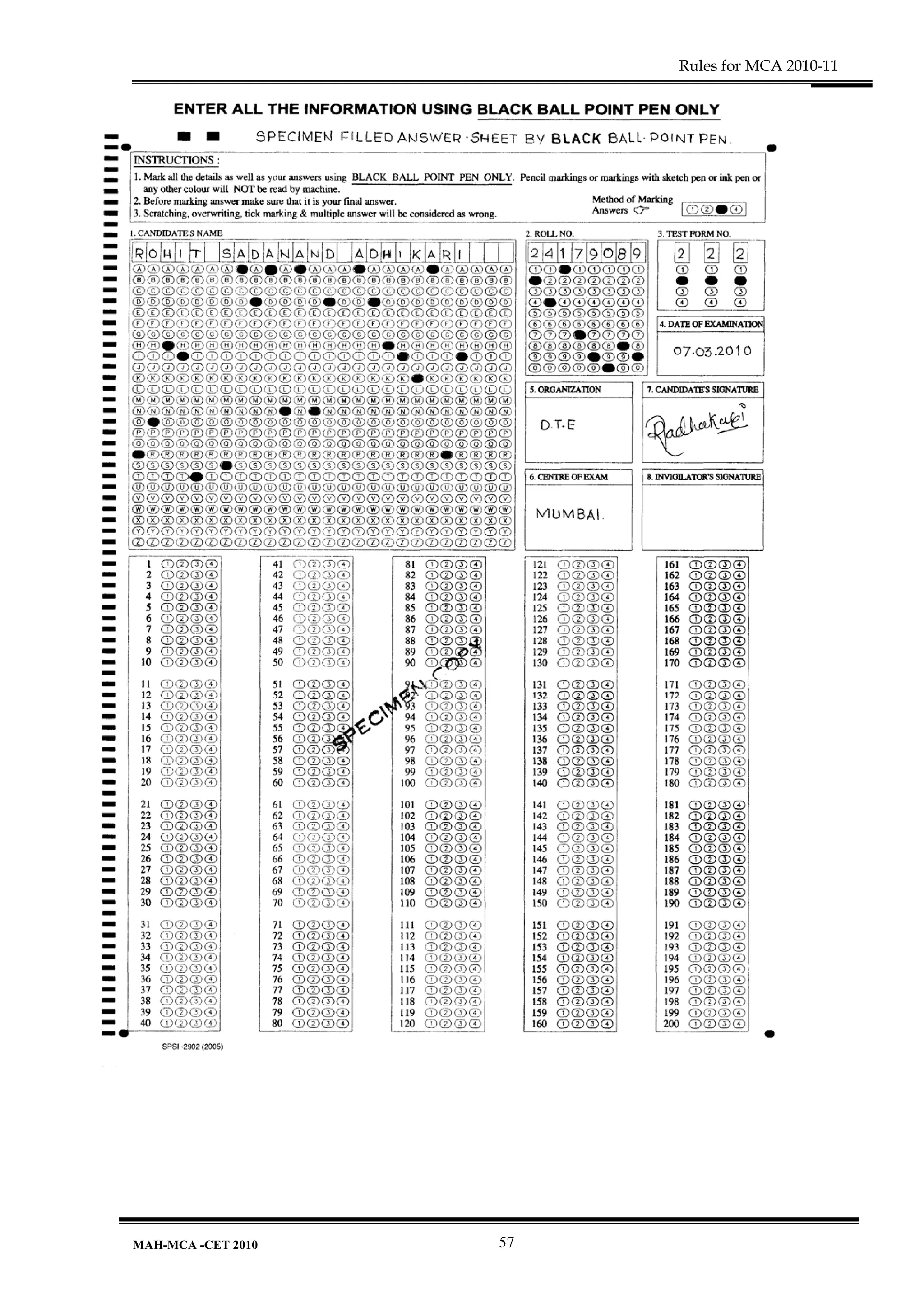 Rules for MCA 2010-11




MAH-MCA -CET 2010   57
 