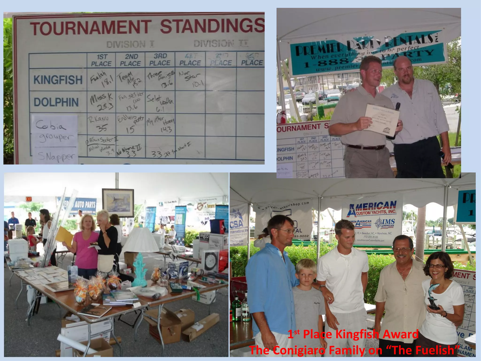 1 st  Place Kingfish Award  The Conigiaro Family on “The Fuelish” 