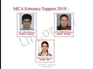 MCA Entrance Toppers 2018 :
 