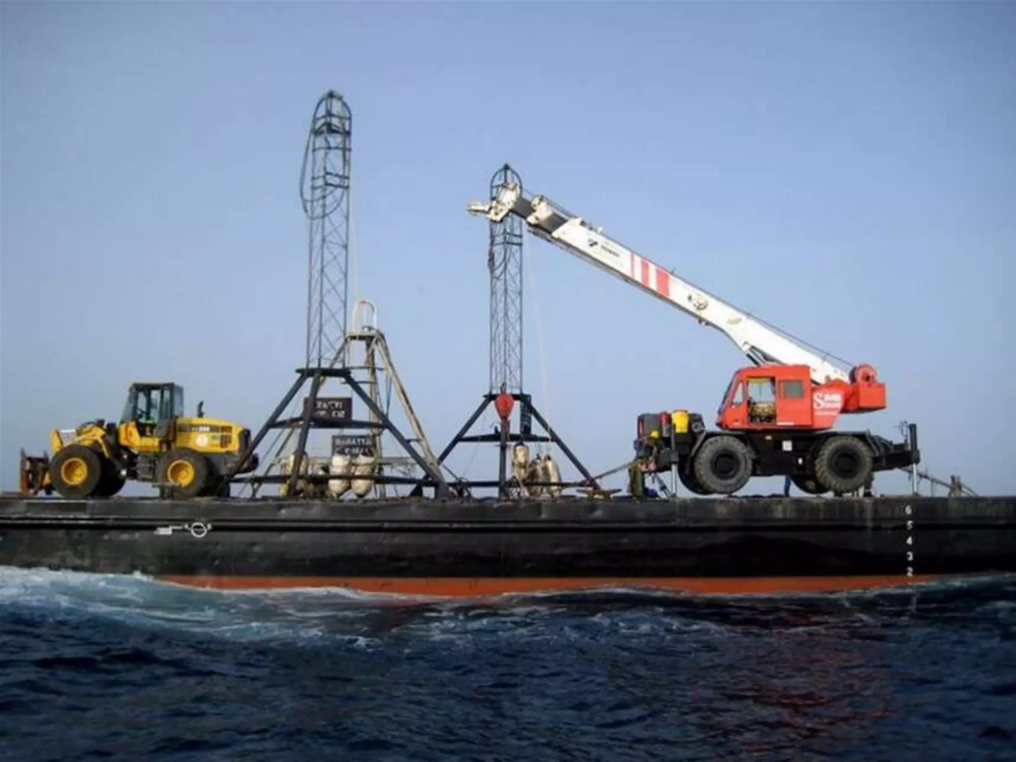Towers ready on the barge for deployment 