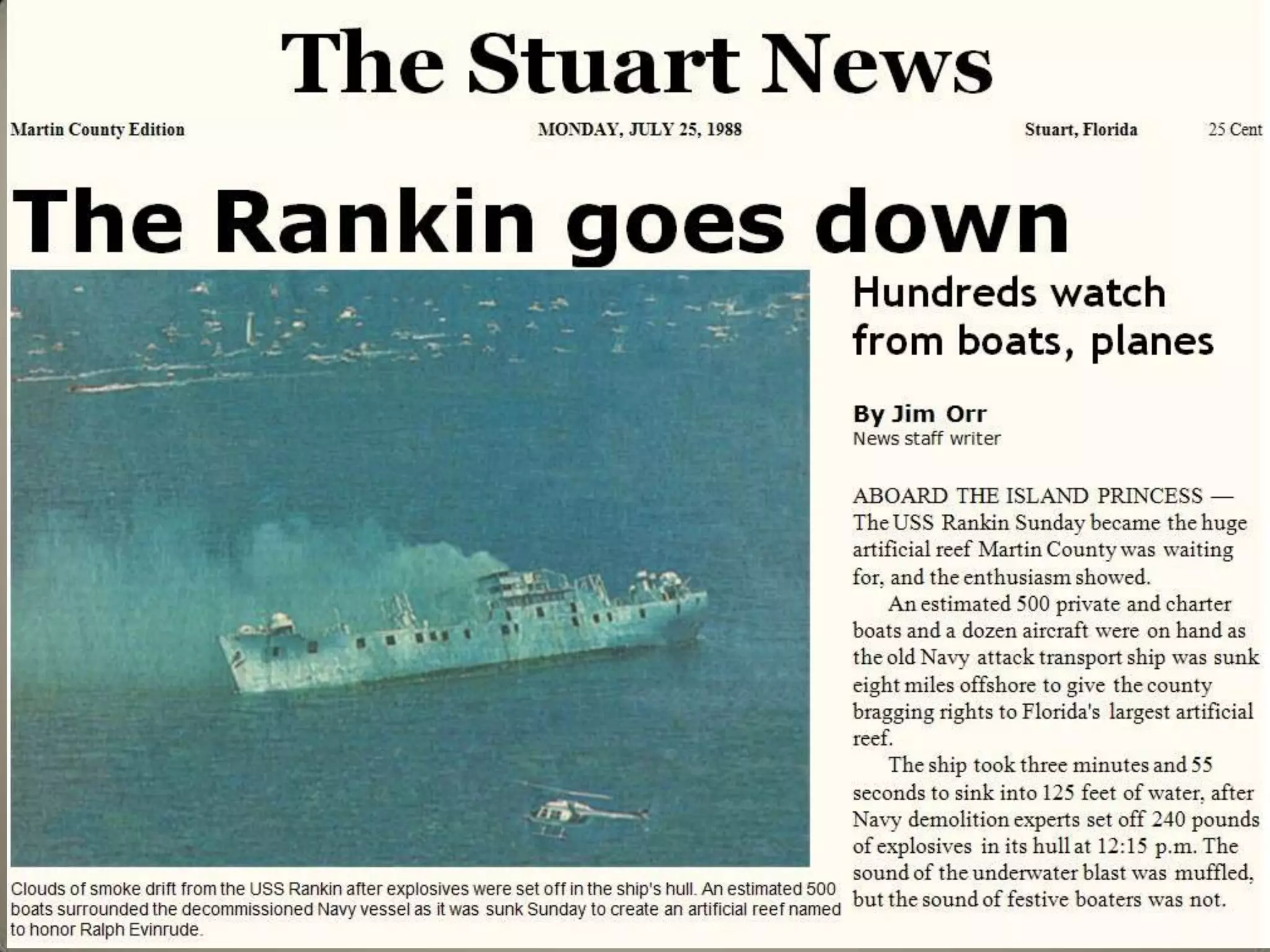 USS Rankin Evinrude Memorial Reef