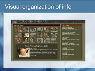 Visual organization of info
 