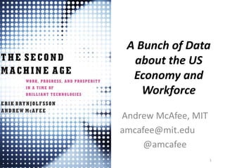 A Bunch of Data
about the US
Economy and
Workforce
Andrew McAfee, MIT
amcafee@mit.edu
@amcafee
1

 