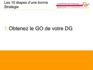 Les 10 étapes d’une bonne
Stratégie
1.Obtenez le GO de votre DG
 