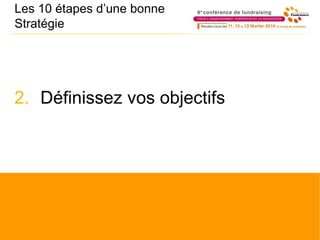 Les 10 étapes d’une bonne
Stratégie
2. Définissez vos objectifs
 