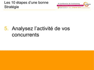 Les 10 étapes d’une bonne
Stratégie
5. Analysez l’activité de vos
concurrents
 