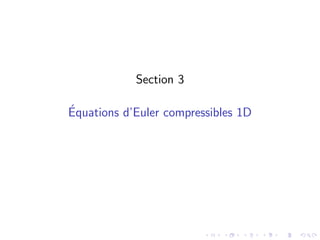 Section 3
Équations d’Euler compressibles 1D
 
