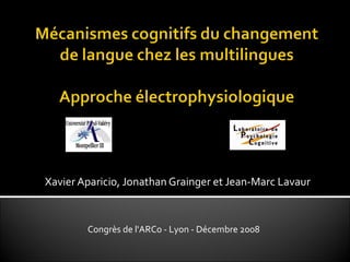 Xavier Aparicio, Jonathan Grainger et Jean-Marc Lavaur
Congrès de l'ARCo - Lyon - Décembre 2008
 