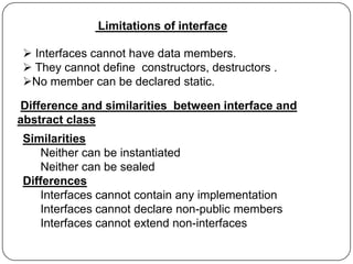 interface in c# | PPTX | Programming Languages | Computing
