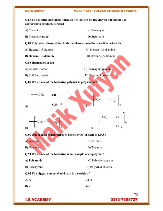 chemistry question 9 aamc mcat practice test 1 chemistry question 9 aamc mcat practice test 1