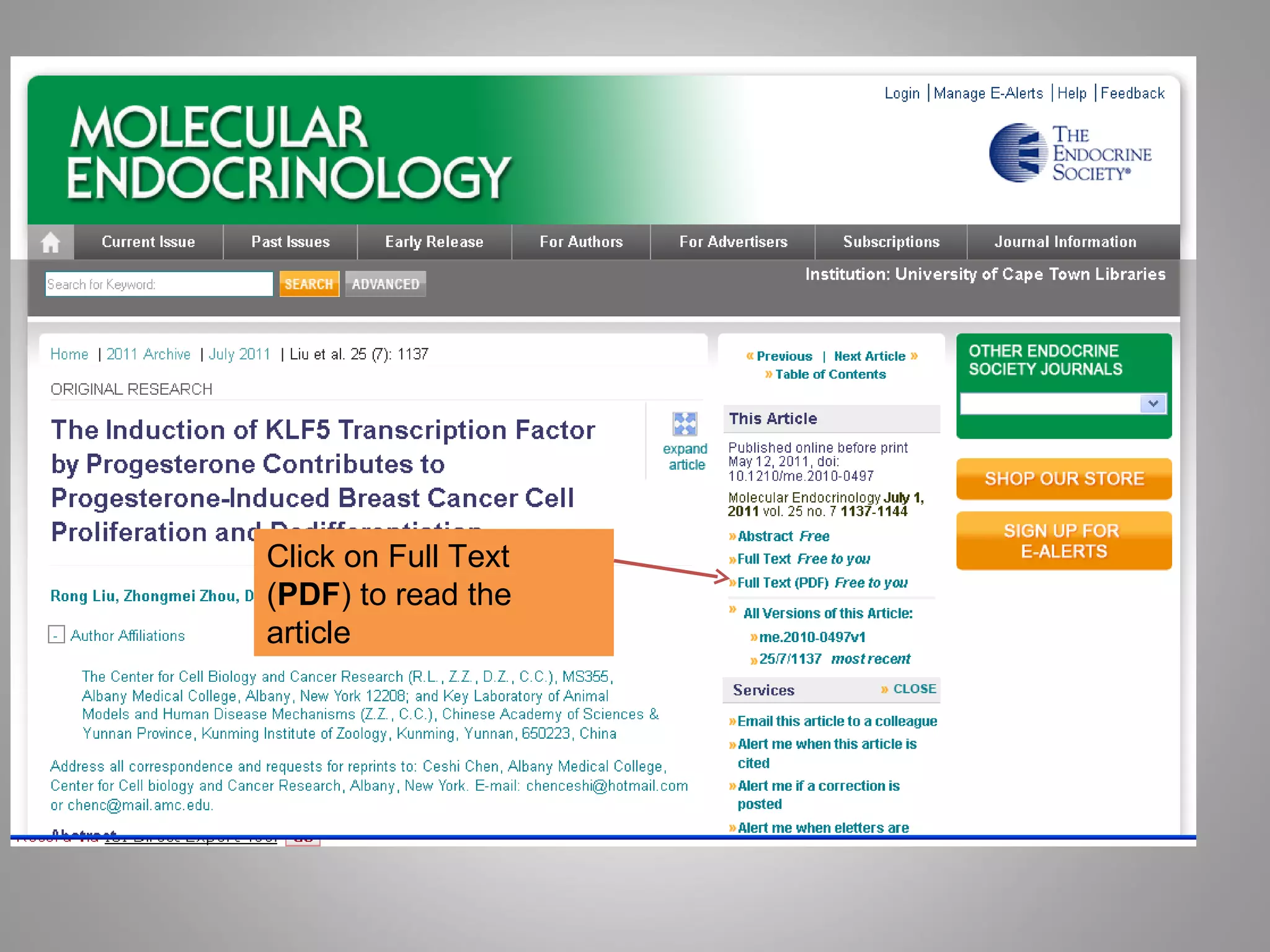 Click on Full Text ( PDF ) to read the article 