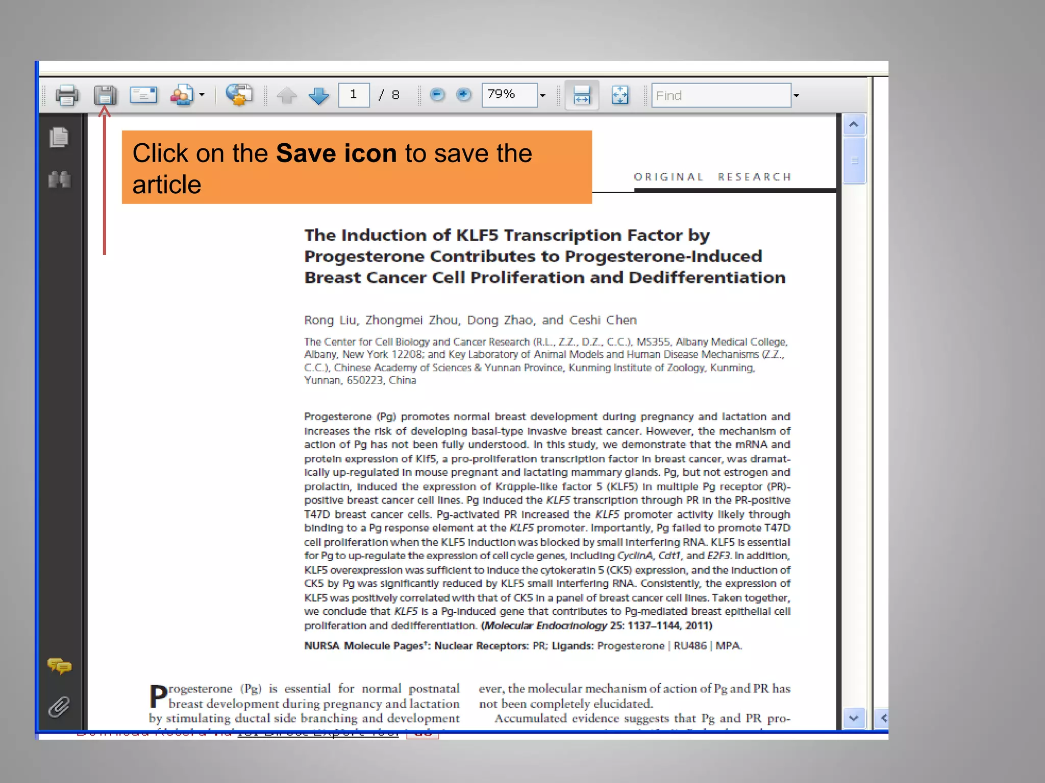 Click on the  Save icon  to save the article 