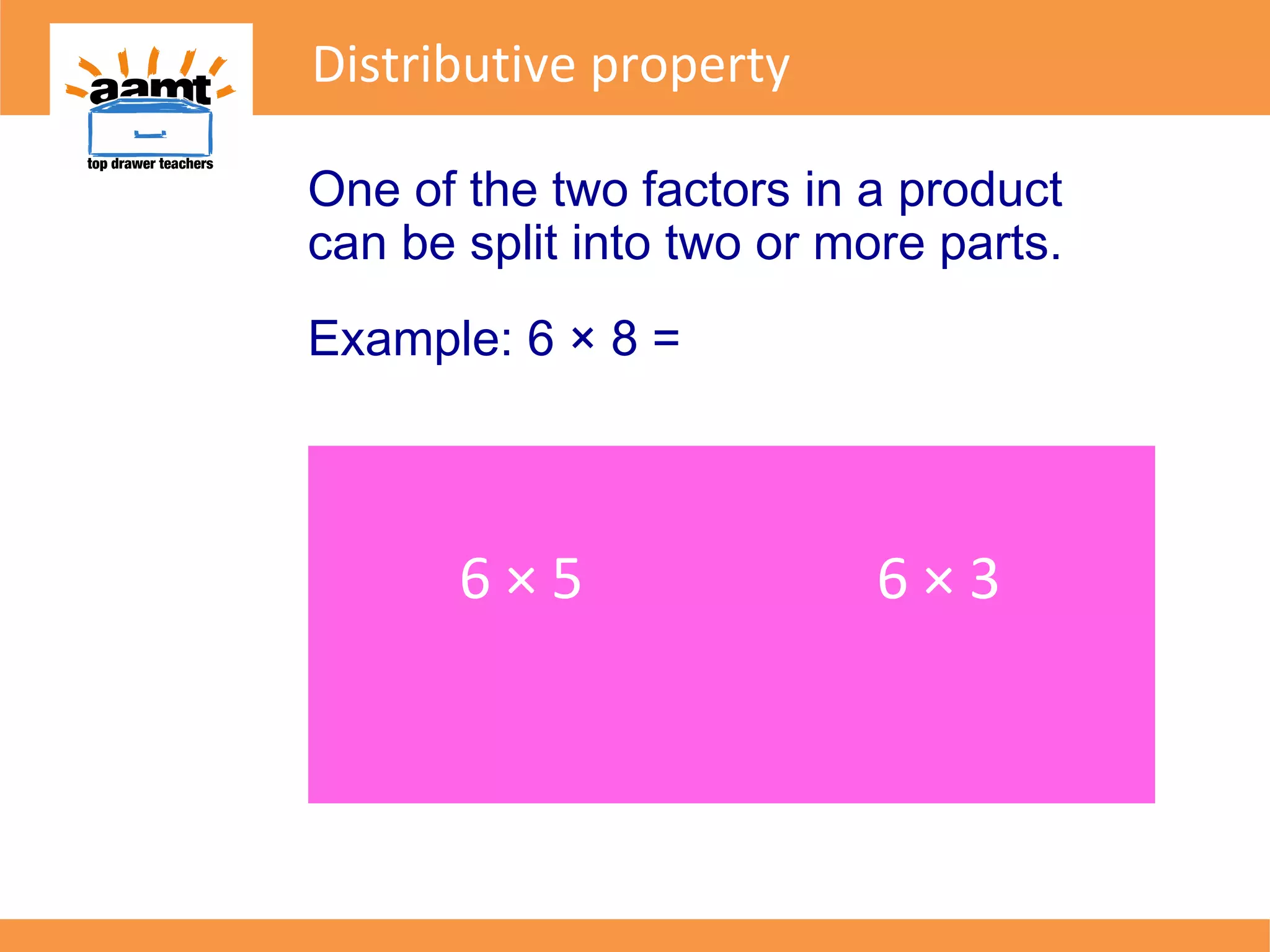 Top Drawer Teachers The distributive property of multiplication PPT