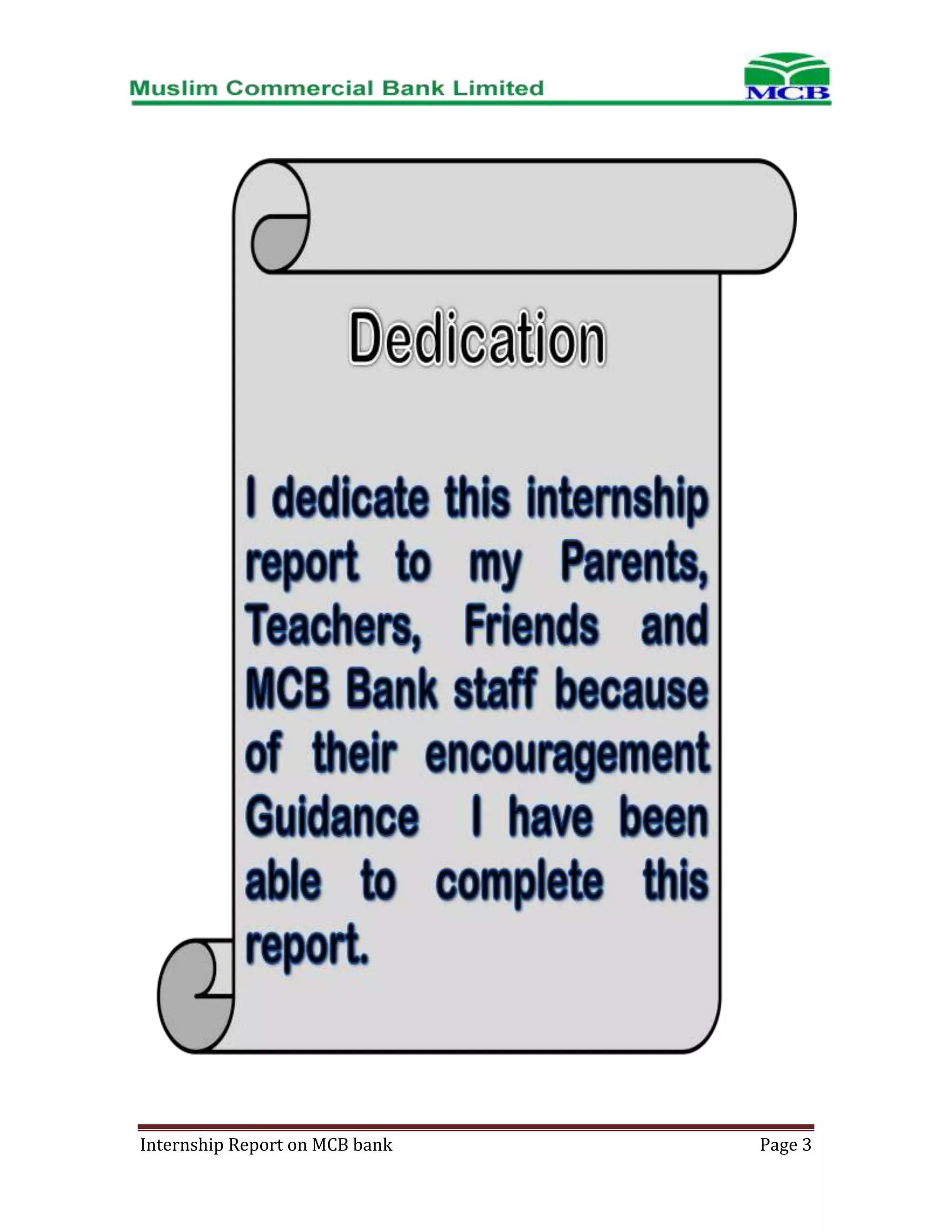 Internship Report on MCB bank

Page 3

 