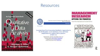 Resources
ISSN 1536-9323
Journal of the Association for Information Systems (2018) 19(8), 752-774
doi: 10.17705/1jais.00508
EDITORIAL
Learning from First-Generation Qualitative Approaches in
the IS Discipline: An Evolutionary View and Some
Implications for Authors and Evaluators
(PART 1/2)
Suprateek Sarker1
, Xiao Xiao2
, Tanya Beaulieu3
, Allen S. Lee4
1
University of Virginia, suprateek.sarker@comm.virginia.edu
2
Copenhagen Business School, Denmark, xx.digi@cbs.dk
3
Utah State University, tanya.beaulieu@usu.edu
4
Virginia Commonwealth University, aslee@vcu.edu
Abstract
Qualitative research in the information systems (IS) discipline has come a long way, from being
dismissed as “exploratory research” or “preresearch,” not worthy of being featured in “scientific”
and authoritative journals in the discipline, to a state where such research is seen as legitimate and
even welcome scholarship within much of the mainstream IS research community. Despite these
very positive developments in line with the value of pluralism that our discipline has embraced, and
the gradual inclusion of qualitative work in high-profile mainstream outlets, recent editorials have
expressed concerns regarding the research community’s lack of awareness about the diverse nature
of qualitative research and the apparent confusion regarding how these diverse approaches are
different. Such confusion has led to a mismatch between the methodology-related expectations of
evaluators and the methodological description provided by the authors (Conboy et al. 2012; Sarker
et al. 2013a). To help make sense of the situation, in this editorial, we offer a critical commentary
on the arena of qualitative research in the IS discipline. In viewing the adoption of qualitative
research in the IS discipline as an evolutionary process, by highlighting key differences among
various types of qualitative inquiry, and by drawing attention to lessons learned from the first-
 