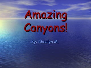 Amazing Canyons! By: Rhealyn M.   