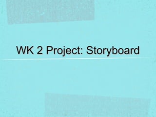 WK 2 Project: Storyboard

 