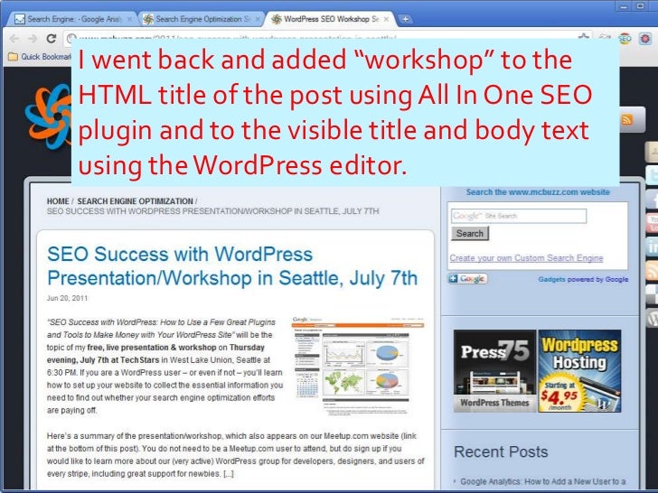 Search Engine Optimization Success with WordPress slideshare - 웹