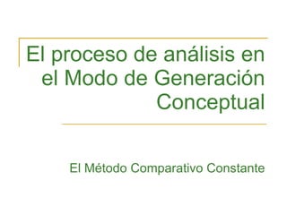 El proceso de análisis en el Modo de Generación Conceptual El Método Comparativo Constante 