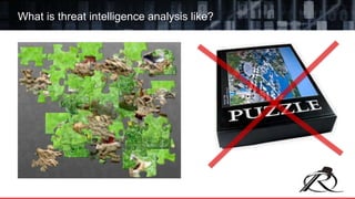 What is threat intelligence analysis like?
 